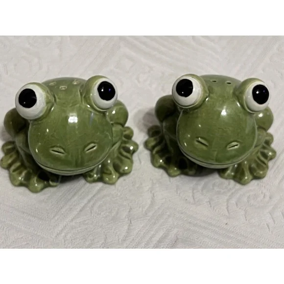 Vintage SALT & PEPPER SHAKERS BIG EYE Frogs JAPAN Ceramic EUC - Picture 2 of 9